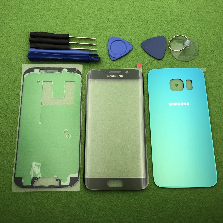 Передний экран стеклянный объектив для Samsung Galaxy S6 Edge G925 SM-G925F задняя крышка аккумулятора дверь задняя крышка корпус+ стикер инструменты
