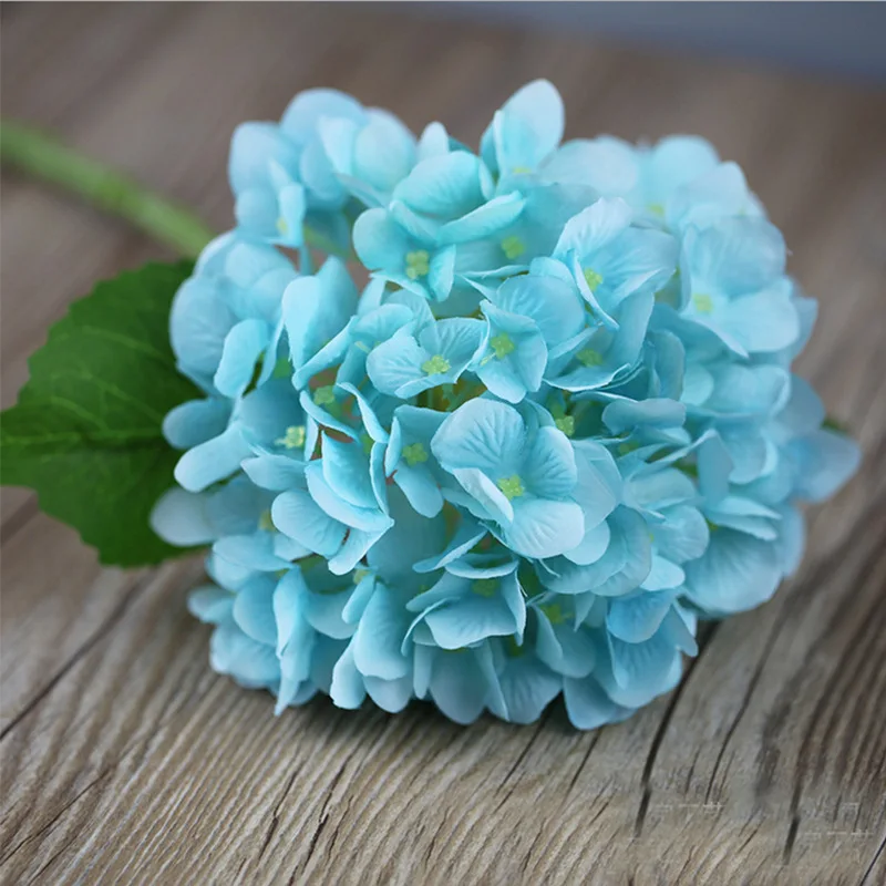 light blue YO CHO Большая искусственная Гортензия цветы букет высокое качество Шелковый цветок для дома Свадебная вечеринка Сад Декоративные искусственные цветы - Цвет: light blue