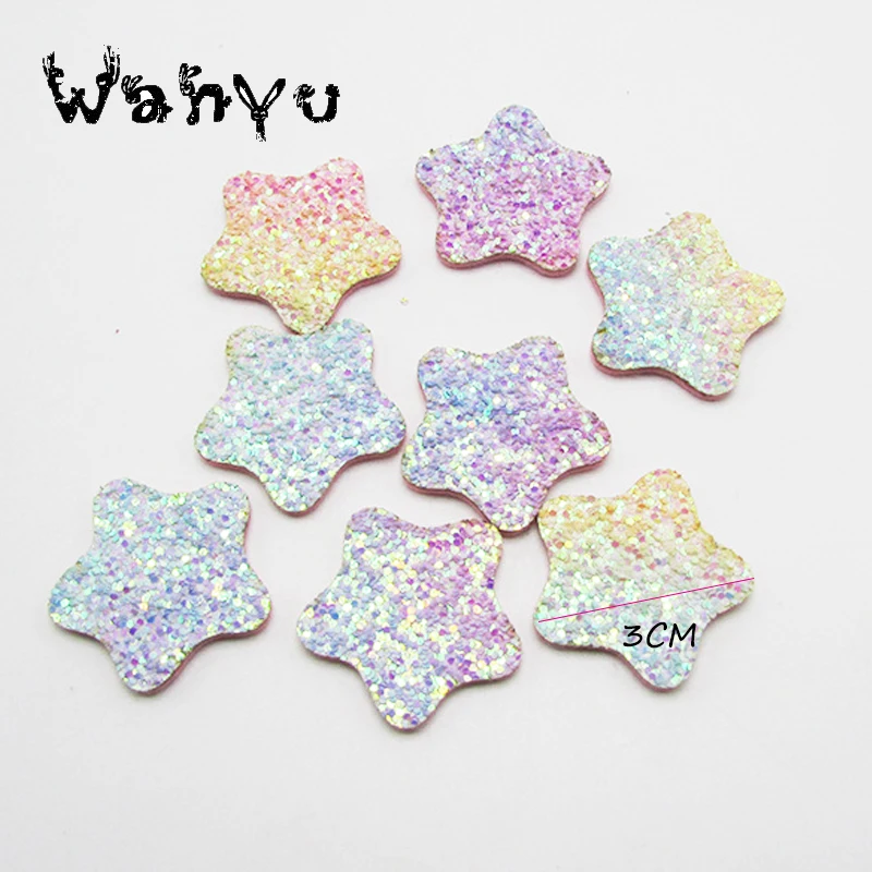 3cm Glitter Baby Girls Hair Accessories Shiny Star Padded Appliqued for BB Clip Decoration Cake | Дом и сад