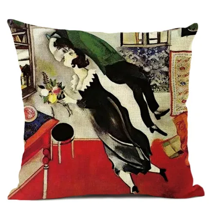 18 Master Chagall, льняная наволочка с рисунком маслом, декоративная наволочка для подушки для офиса и дома, Almofada Cojines Coussin - Цвет: 18