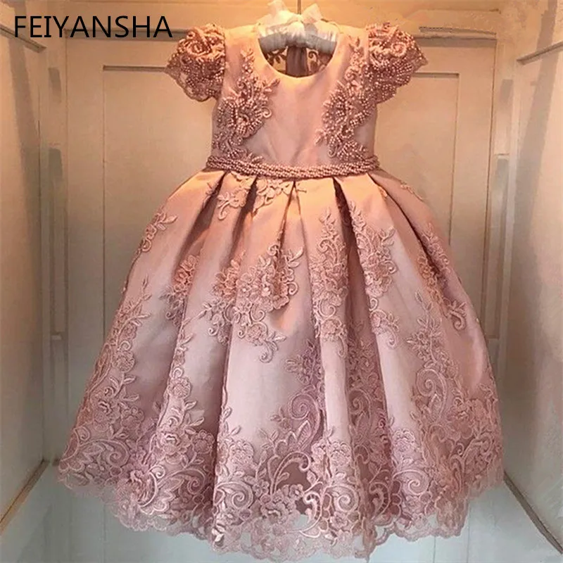 Розовое вечерние чное платье с цветочным принтом для девочек vestido daminha Пояс