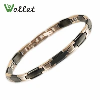 wollet ceramic magnetic bracelet for women black rose gold color solid germanium hematite negative ion stainless steel health