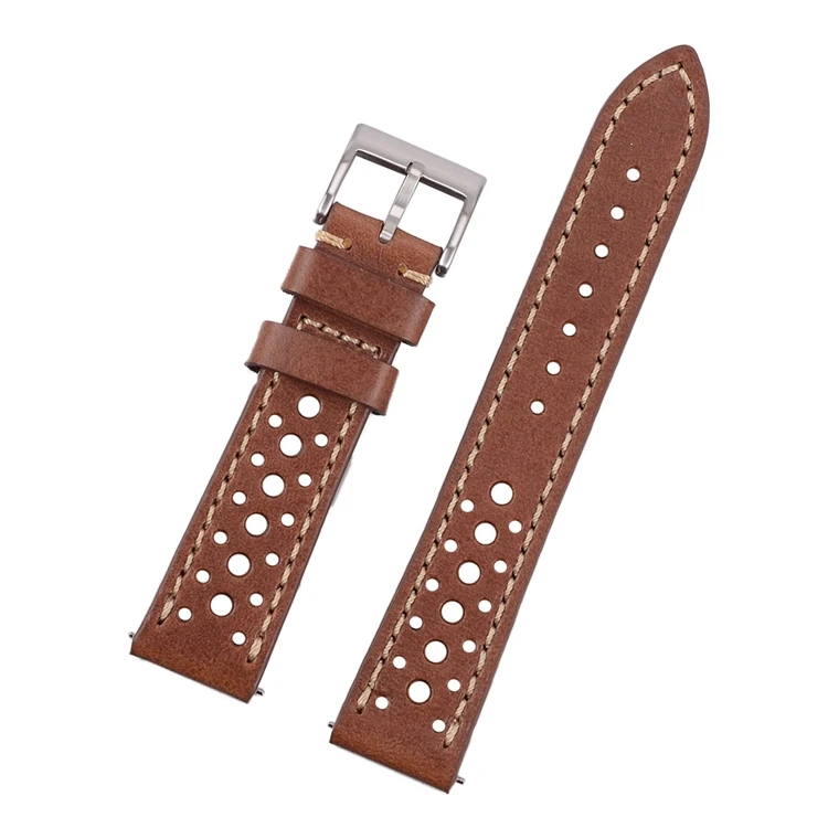 Light Brown EACHE итальянская натуральная кожа Quick Release Rally Racing ремешок для мужчин и женщин 20 мм 22 мм коричневый черный - Цвет ремешка: Light Brown