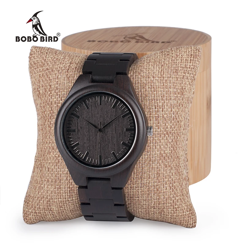 

BOBO BIRD Watch Men Relogio Masculino Ebony Wooden Wood WristWatch Male Causal Quartz reloj hombre in Gift Box Custom logo