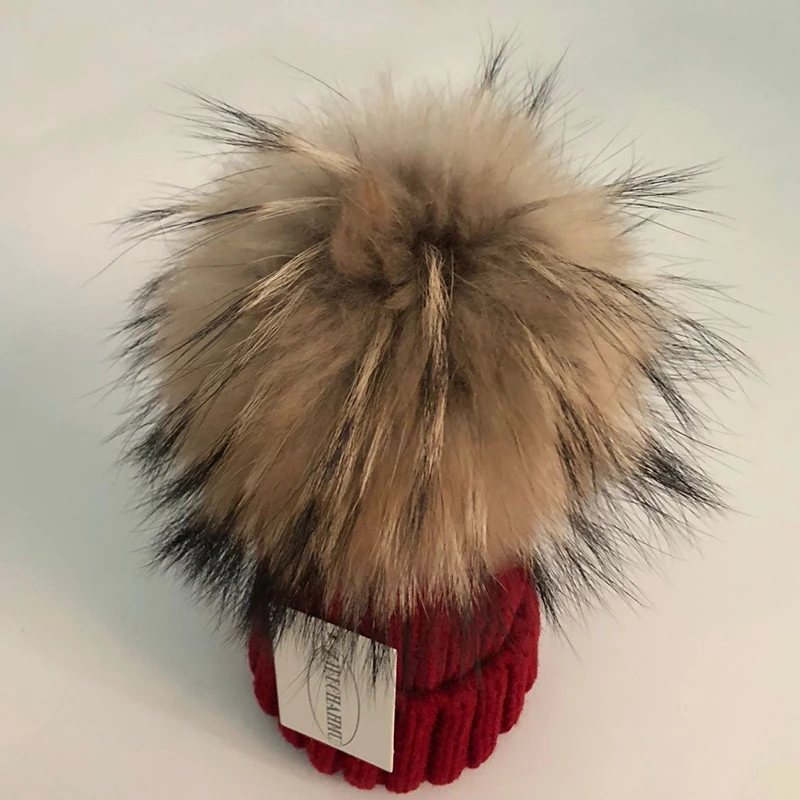 Модные шапочки из натурального Лисьего меха норки pompoms15 см облегающие шапки для