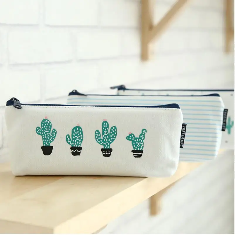 Карандаш кактус чехол холст школьные принадлежности кавайи канцелярские