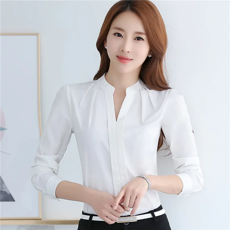 white Летняя офисная одежда белая рубашка блуза для женщин blusas Женские топы и блузки женские шифоновые рубашки ladie's top плюс размер - Цвет: white