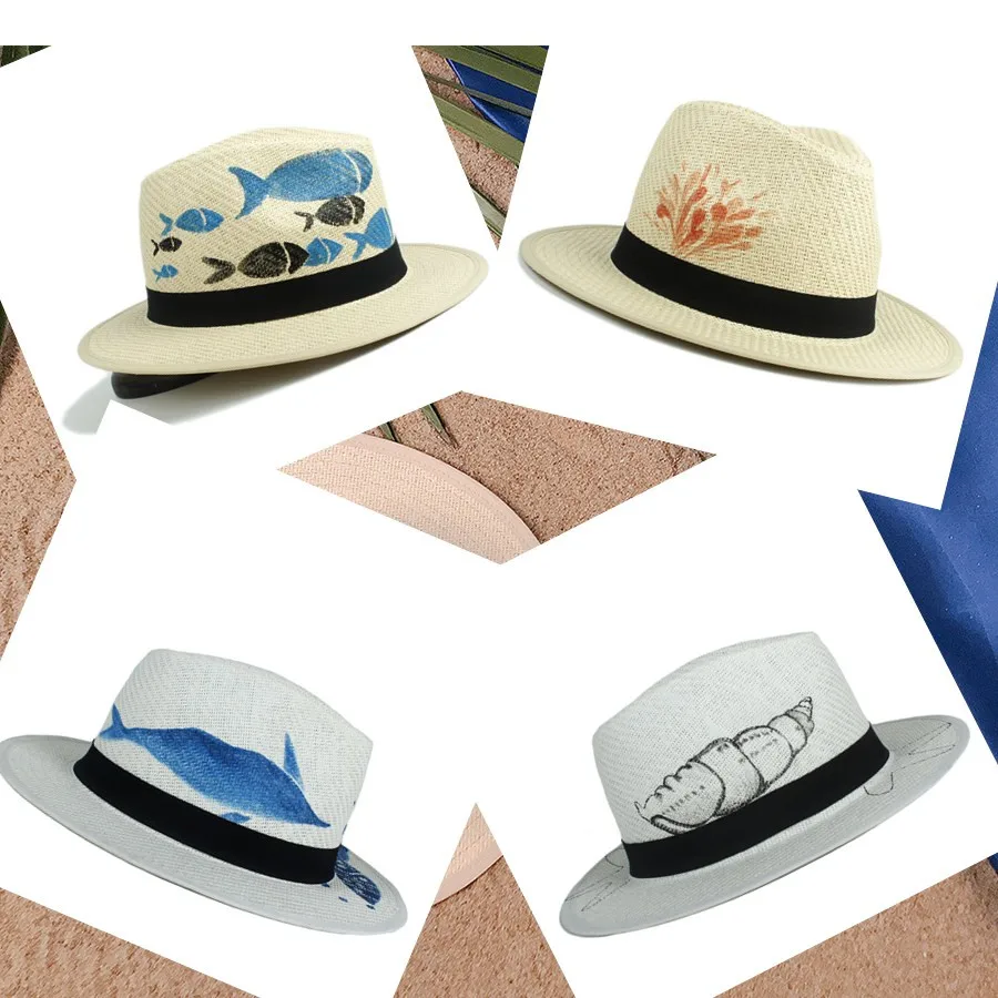 Модная женская панама летняя Соломенная пляжная Солнцезащитная шляпа с модной