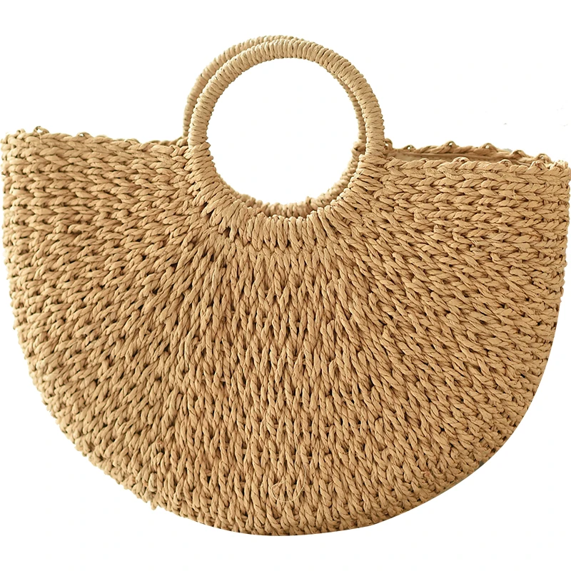 

INS Pink Summer Beach Bag Hand Woven Straw Bags Fashion Women Casual Tote Large Capacity Shopping Bags Women Handbags New 2018