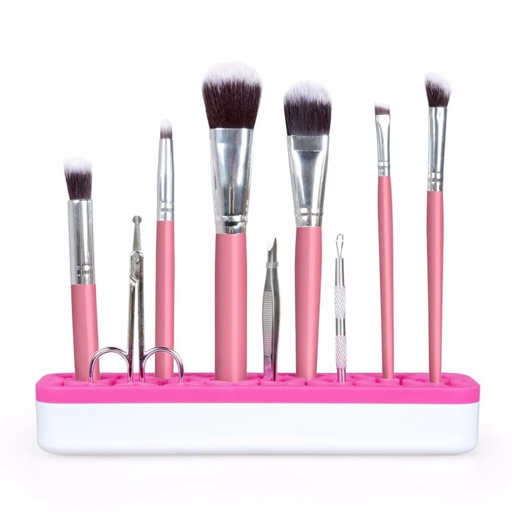 

Makeup Organizer Storage Box Rack Brush Holder Gloss Lipstick Case Silicone Cosmetic Display Desk Box