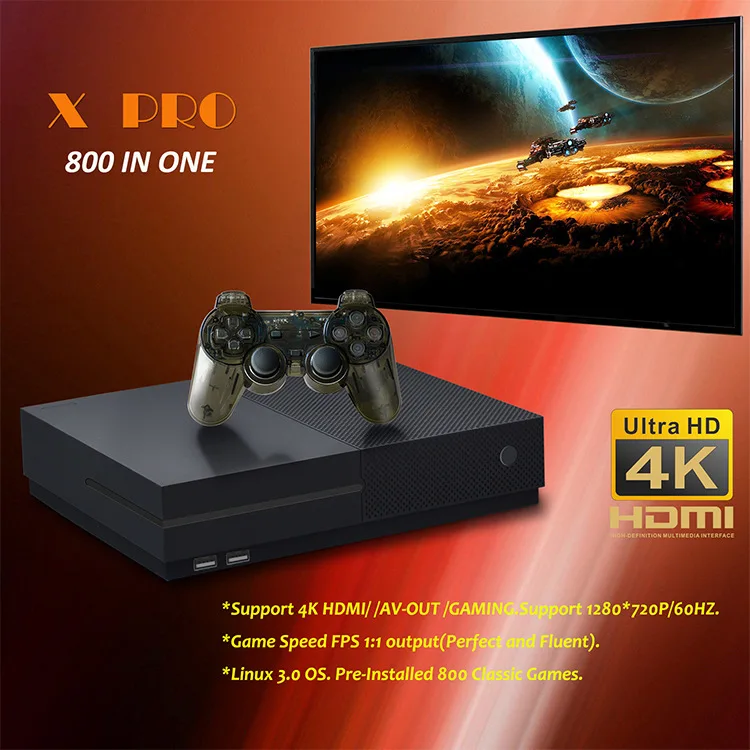 Karue X Pro HD 64 бит видео игровая консоль 4 к HDMI выход семейный ТВ игровой плеер встроенный в 800 классические игры макс 32 г для PS1/CPS/GBA