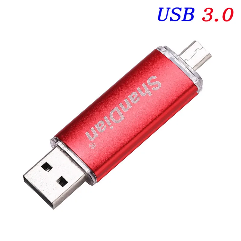 SHANDIAN USB 3,0 Смартфон USB флэш-накопитель OTG микро карта памяти смартфон U диск 4G/8G/16G/32G/64G память подарок - Цвет: Red