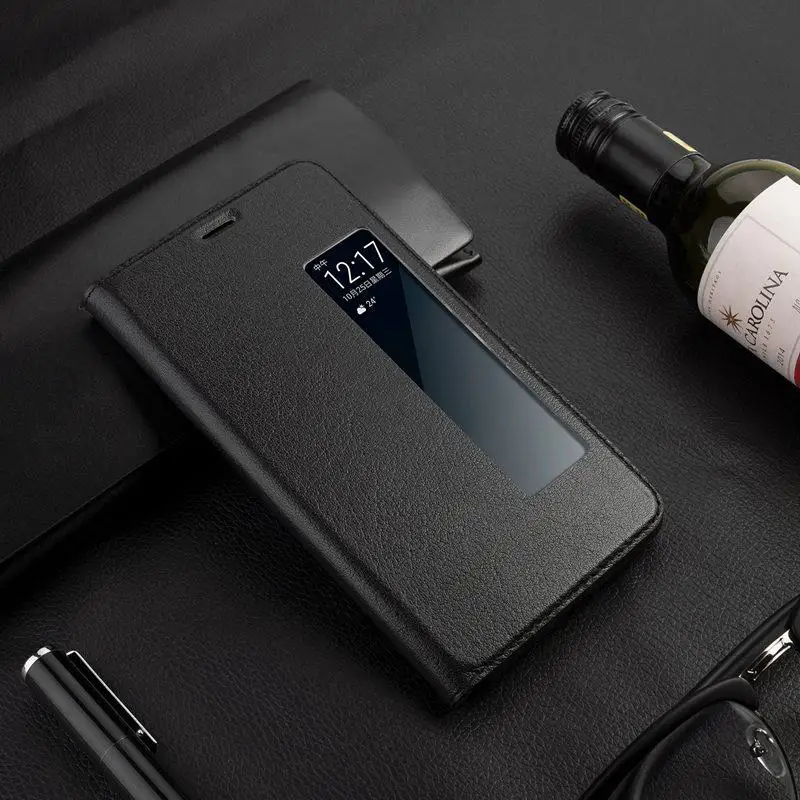 Чехол MAKEULIKE из натуральной кожи для huawei mate 10/mate 10 Pro, чехол с окошком и магнитной застежкой для huawei mate 10, флип-чехол - Цвет: black