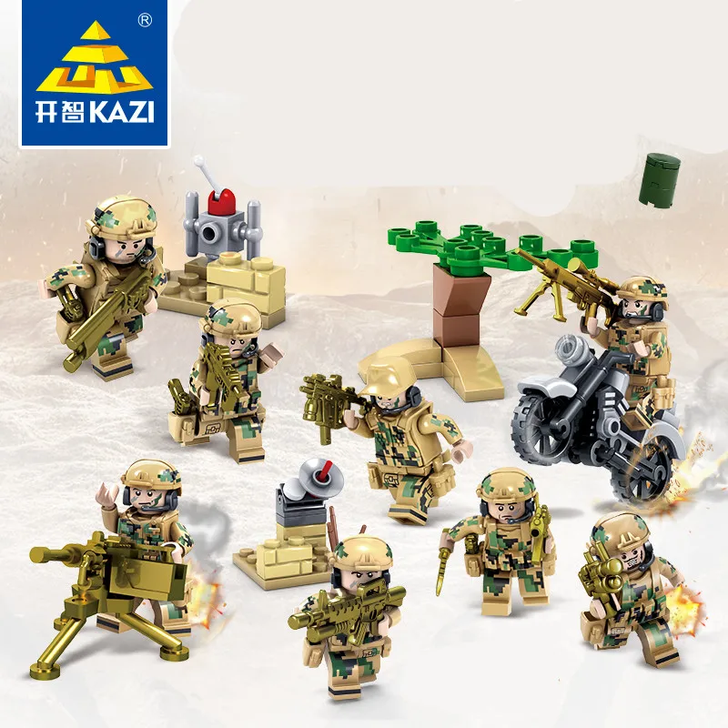 KAZI 82015 волк Военные поле команды Конструкторы детские развивающие игрушки