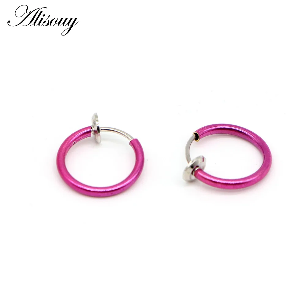Rose Red Alisouy, 2 шт., кольцо для носа, готический панк, для губ, ушей, носа, клипса, фальшивая перегородка, пирсинг, кольцо для носа, обруч, кольца для губ, серьги - Окраска металла: Rose Red