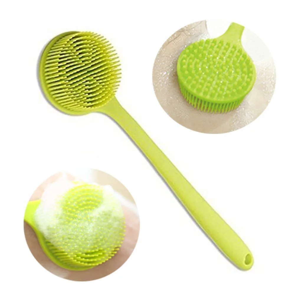 Щетка для ванны силиконовая щетка чистки с длинной ручкой мягкая тела скребок