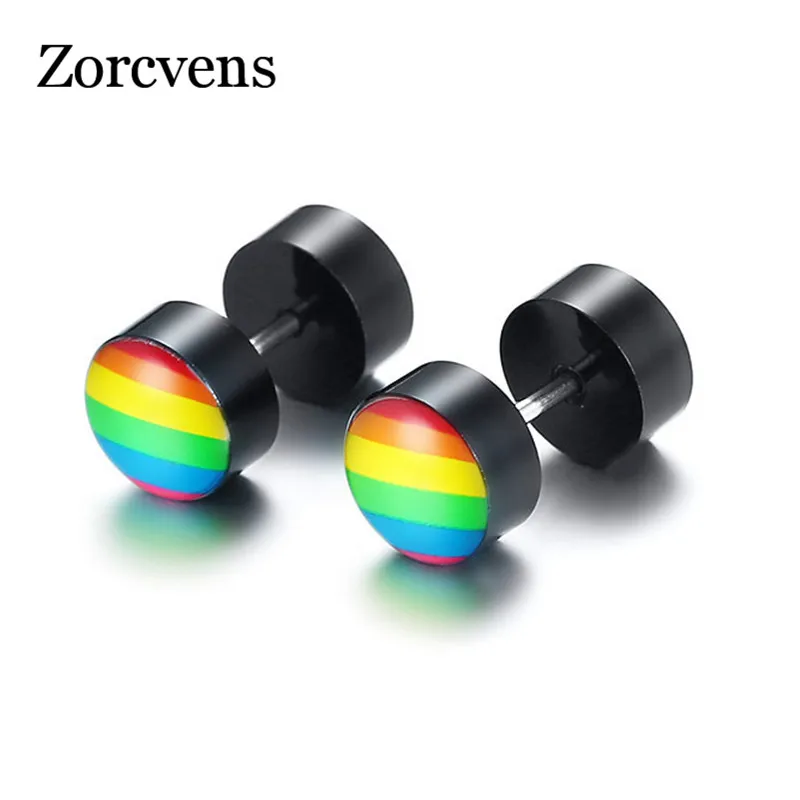 ZORCVENS стильные радужные серьги-гвоздики никогда не линяют из нержавеющей стали
