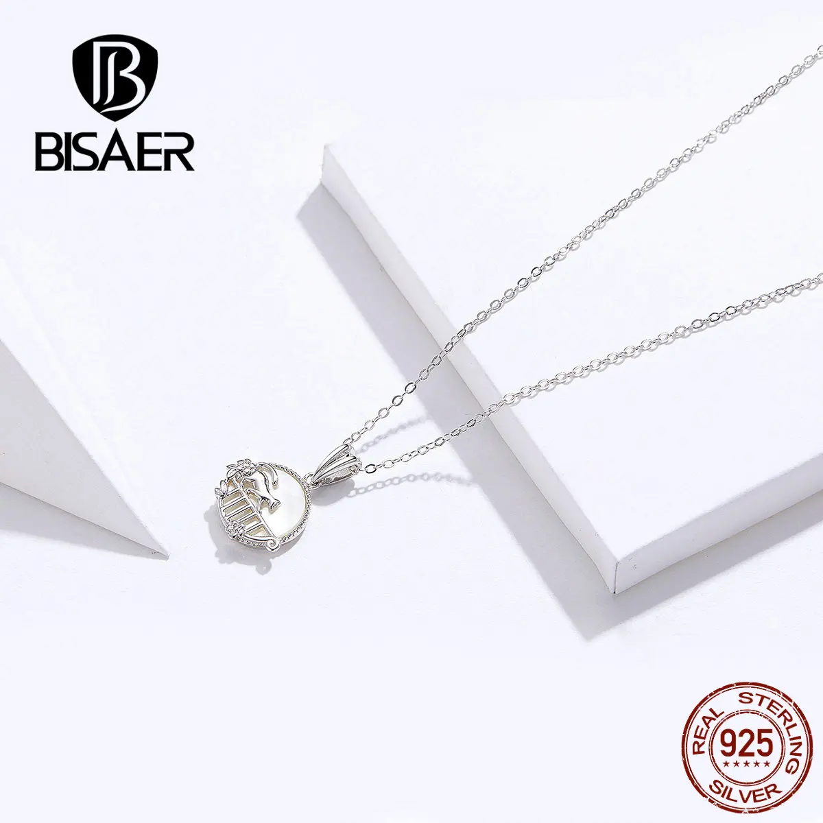 BISAER, подвеска в виде кошки, 925 пробы, серебро, киска, котенок, кошка, ожерелья для женщин, Стерлинговое Серебро, ювелирное изделие, воротник ECN334