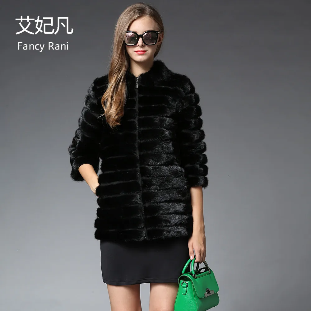 

New Real Mink Fur Coat Mandarin Collar with Zipper Real Natural Mink Fur Jacket Women Russian Winter Warm Genuine Mink Fur Coat