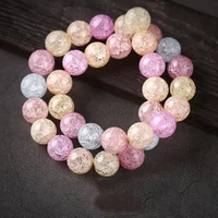 10pcs 4681012mm cracked mixed color round glass crystal beads handmade for necklace bracelets diy jewelry components making