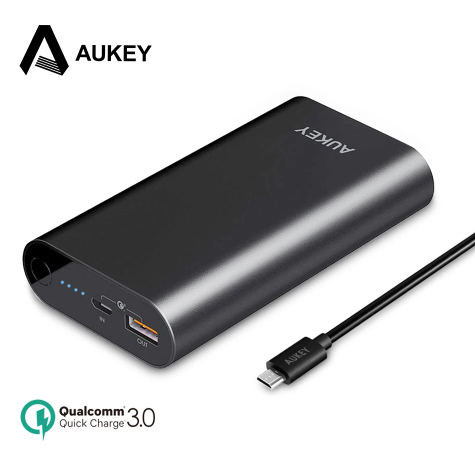 AUKEY двухполосная Быстрая зарядка power Bank 3 0 мАч QC 10050 bank для Xiaomi быстрое зарядное