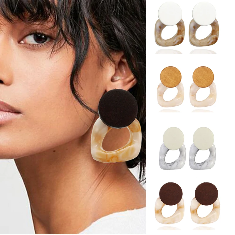 Женские серьги капли из смолы e476 большие квадратные с уксусной кислотой в