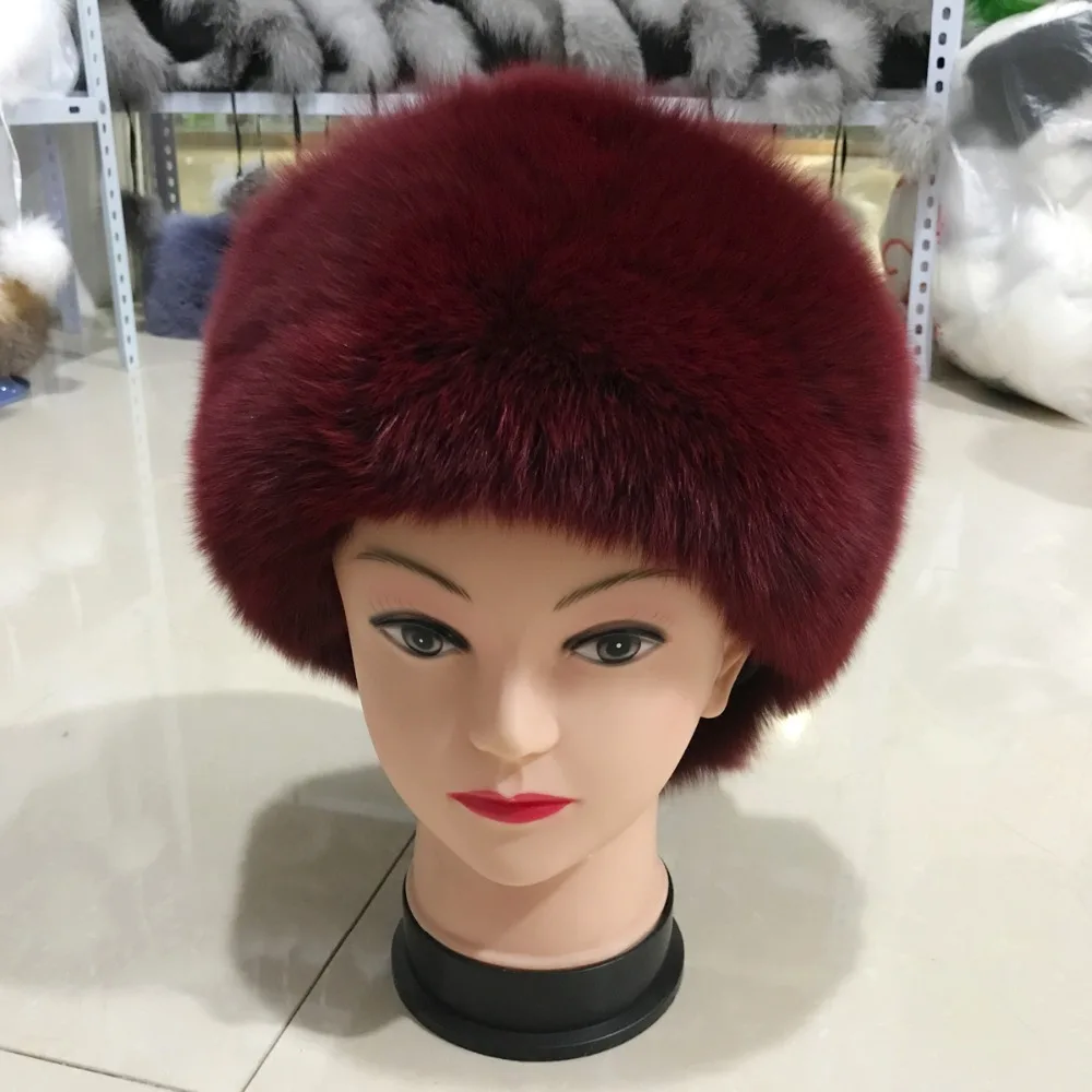 Модная новая стильная Роскошная зимняя Русская Шапка из натурального Лисьего меха, Женская Теплая Шапка хорошего качества из натурального Лисьего меха