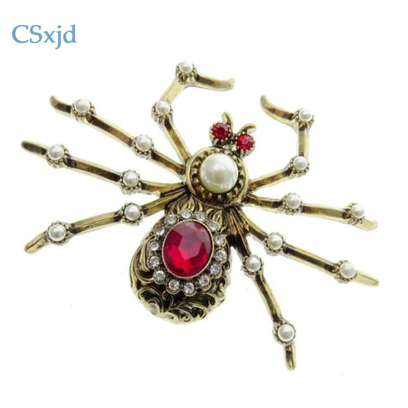 CSxjd Antique big spider brooches for imitation pearl inlay vintage pins 2017 Women jewelry | Украшения и аксессуары