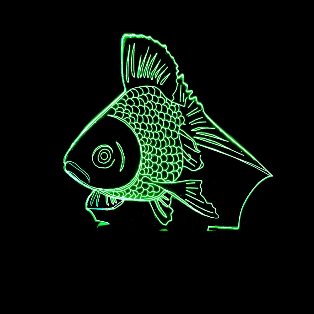 Маленькая золотая рыбка Цвет 3d Ночная настольная лампа креативная маленькая