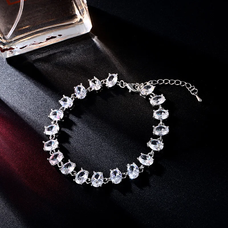 

FYM New Fashion Luxury 2 Colors Cuff Bracelet Cubic Zirconia Crystal Bracelets Jewelry For Women Bride Bridal Wedding Party