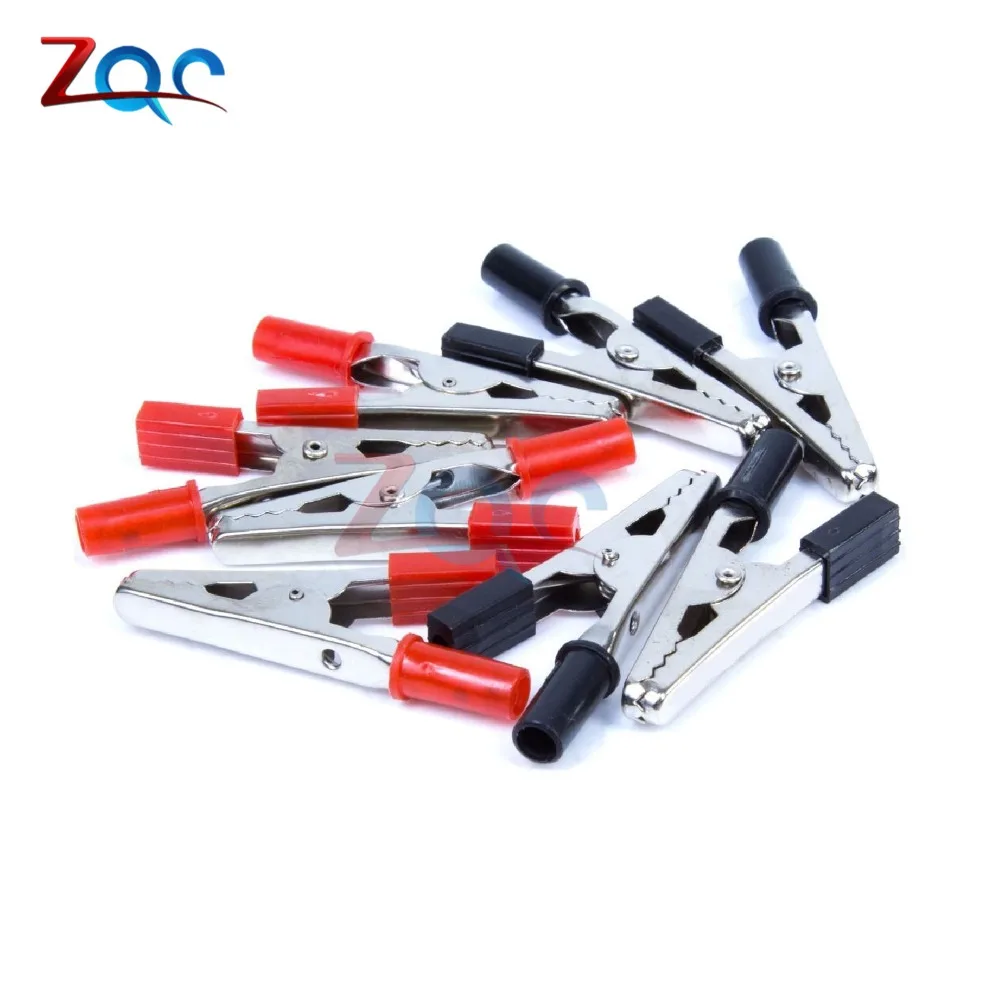 10 шт./лот изолированные зажимы типа крокодил пластиковая ручка кабельная