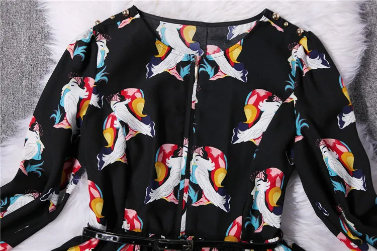 Fashion Women Retro Print Knee-Length Slim Spring Summer Evening Dress Q120/Free Shipping | Женская одежда