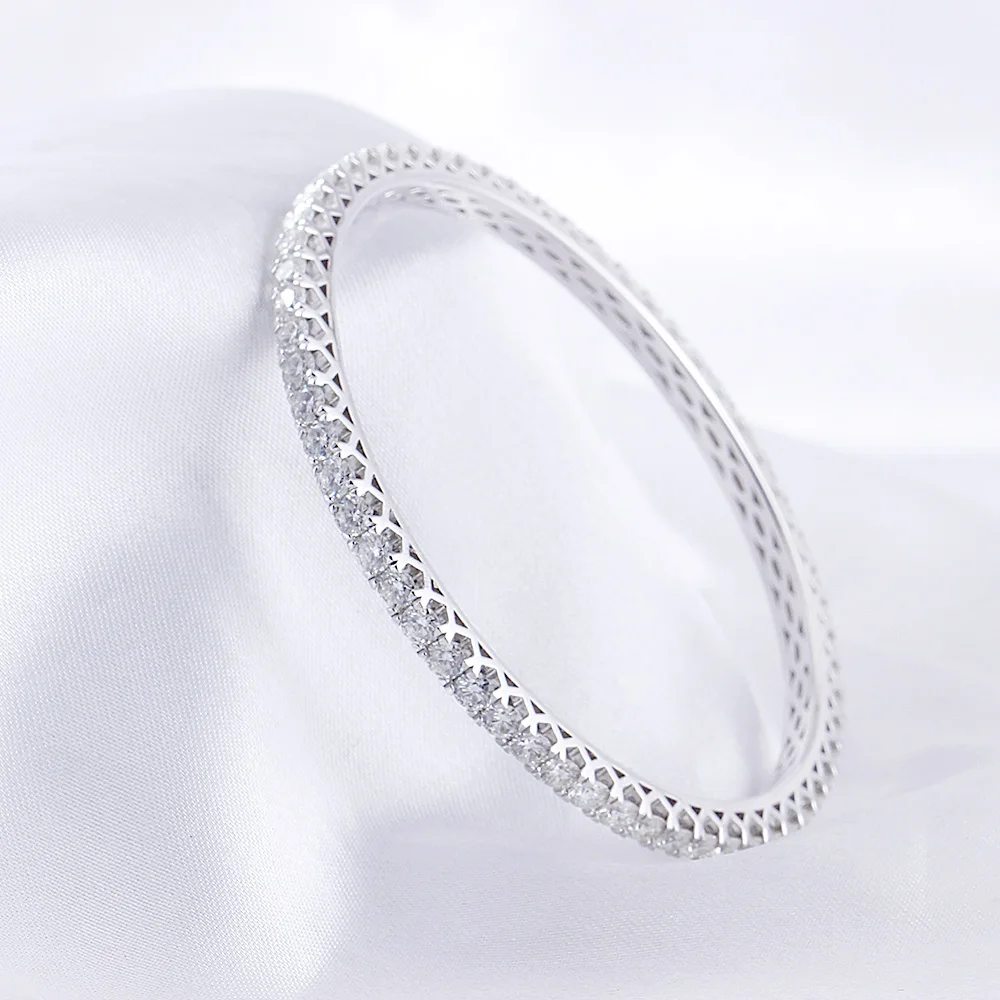 Женский браслет трансформер 10 к белое золото 6 кор 3 мм цвет GH Moissanite 1 шт. размер 17
