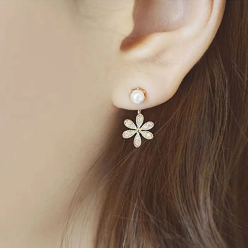 Женские серьги гвоздики с искусственным жемчугом 5 цветов|flower stud earrings|stud earringsstud
