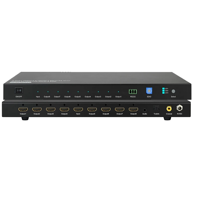 

1X8 HDMI2.0&HDCP2.2 SPLITTER WITH EDID and RS232, AUDIO EXTRACTOR