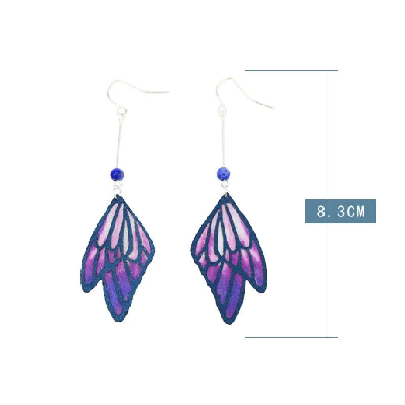 8SEASONS Imitation Enamel Gold Fabric Silk Butterfly Wings Pendants Drop Earrings Multicolor Fashion Girl Women's Jewelry 1 Pair |
