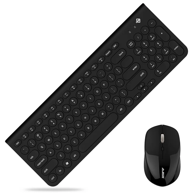 Black-2 Ajazz 325I 2,4G Беспроводная клавиатура ультра-Тихая ретро и беспроводная мышь комплект мембранная круглая клавиатура клавиатуры 96 клавиш pc gamer - Цвет: Black-2