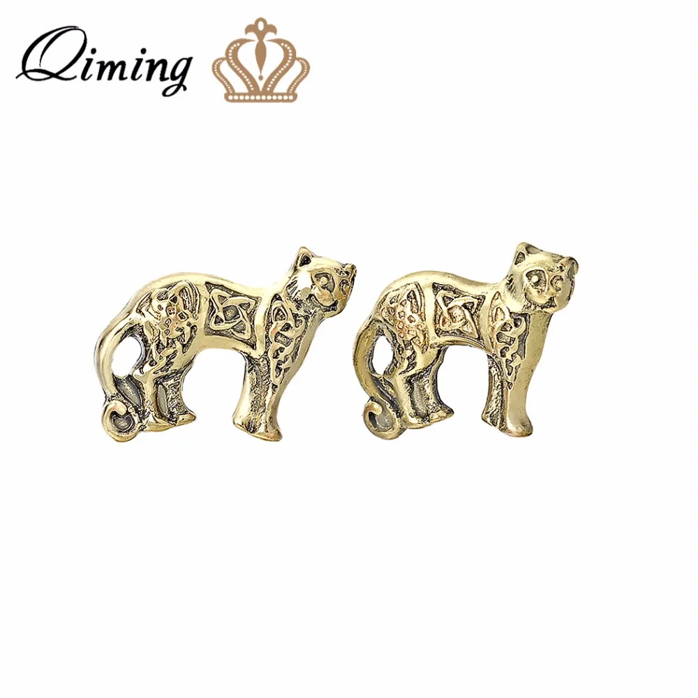 QIMING Viking Китти Кэт серьги под старину Золото животных персидский кошки