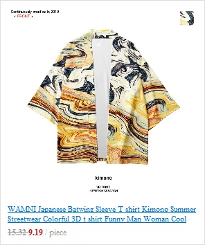 WAMNI японский Haori Yukata T рубашка-кимоно летняя 3D рубашка куртка с изображением самурая Забавный красивый цветок рукав летучая мышь Кимоно Кардиган для мужчин