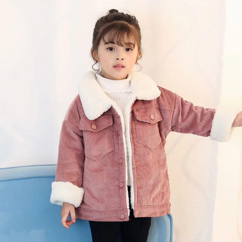 Girl Corduroy Wool coat 2018 winter Plus velvet padded baby girl clothes toddler | Детская одежда и обувь