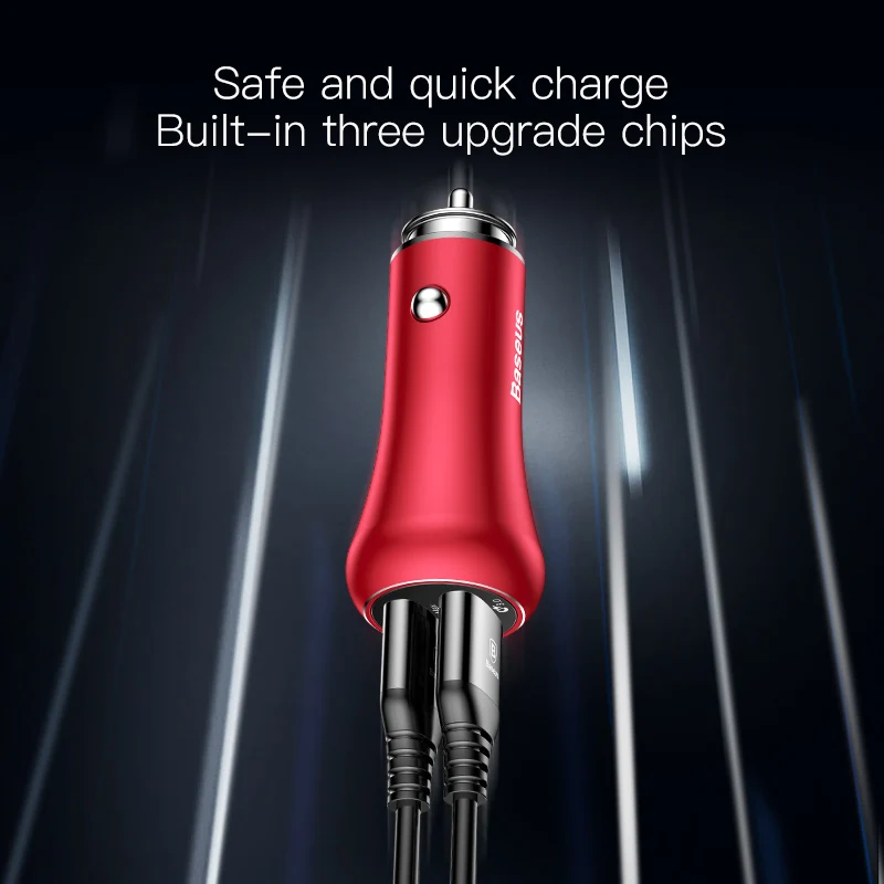 Быстрое зарядное устройство Baseus QC 3 0 автомобильное Turbo USB металлический мобильный