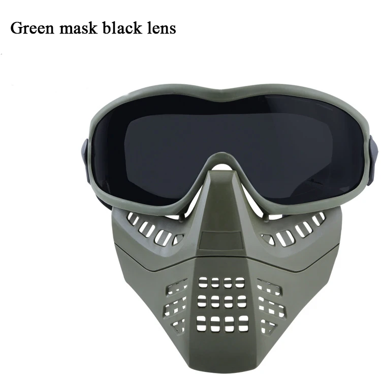gr mask black lens Наружные охотничьи маски для стрельбы съемные тактические маски CS шлем версия и повязка на голову версия ВОЕННАЯ страйкбольная маска с очками - Цвет: gr mask black lens