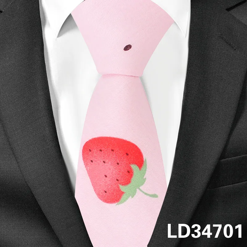 LD34701 Модный галстук с животным принтом для мужчин и женщин для худой шеи, галстук для свадьбы, повседневные Мультяшные галстуки, классические костюмы, тонкие хлопковые галстуки на шею - Цвет: LD34701