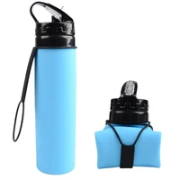 outdoor bottles 600ml eco friendly silicone travel sport flexible collapsible water bottles foldable drinkware with straw bottle