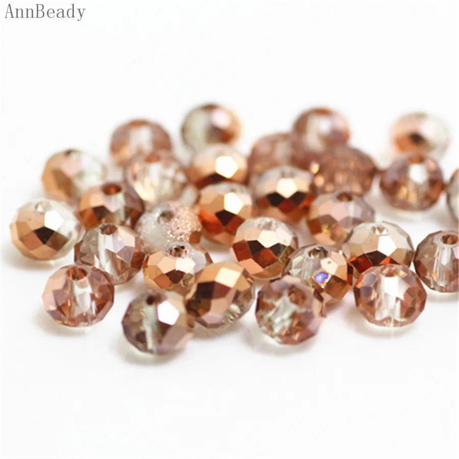 Red copper AnnBeady, одноцветные красные, серебристые, 4x6 мм, 50 шт., австрийские граненые стеклянные бусины Rondelle, бусины для изготовления ювелирных изделий - Цвет: Red copper