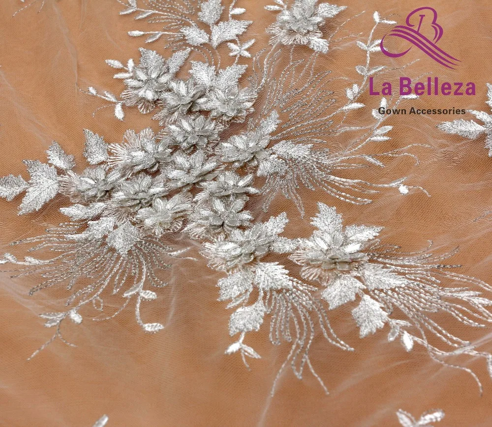 La Belleza дизайн кружева, слоновая кость 3D Цветы кружевная ткань, бежевые 3D Цветы Кружевная Ткань вечернее платье кружевная ткань 1 ярд