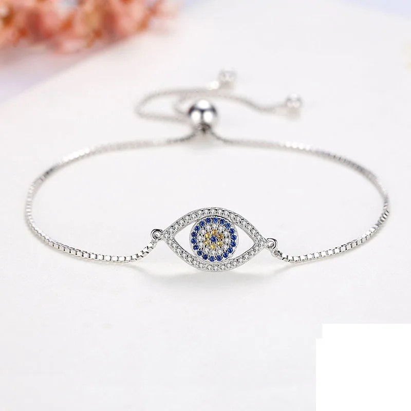 925 Sterling Silver TONGZHE Модные женские 925 пара стерлингового серебра браслеты для женщин круглые синие камни браслет evil eye браслет, приносящий удачу мужчинам - Окраска металла: 925 Sterling Silver