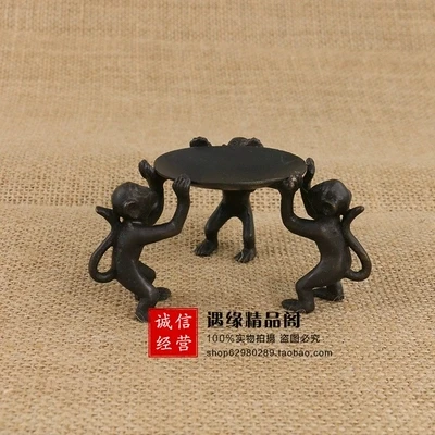 

Antique Old Tray Candlestick Three Monkeys