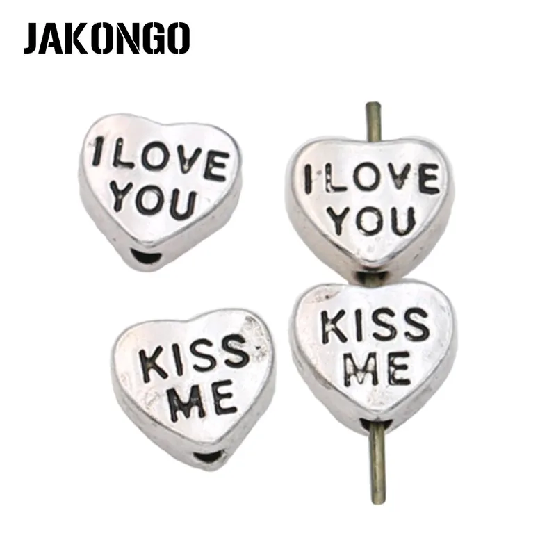 JAKONGO тибетские посеребренные бусины с надписью I Love You Kiss Me для изготовления