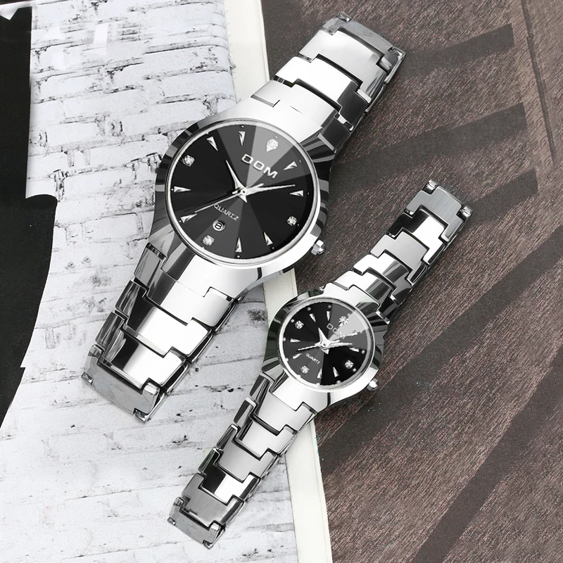 DOM мужские часы модные из вольфрамовой стали водонепроницаемые кварцевые W 698